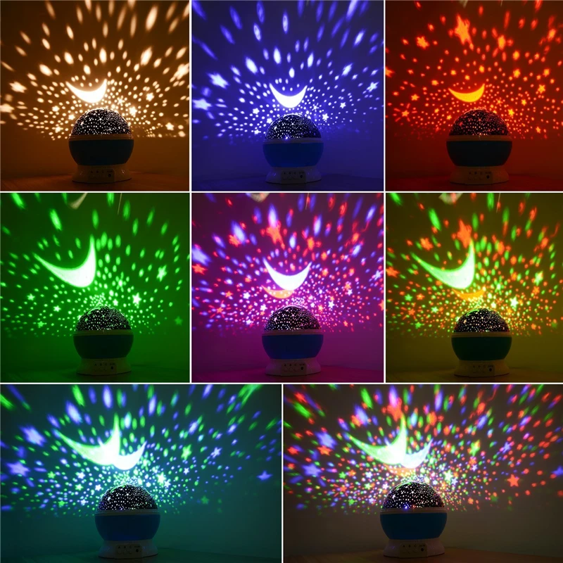CHICLITS светодиодный проектор лампа RGB мигает USB Звездное с изображением луны и