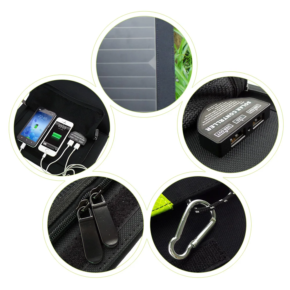 Солнечный Мощность power Bank 5V 2.4A(макс.) Быстрая зарядка Солнечная Внешняя батарея зарядное устройство для iPhone 6 7 8 X Xr Xs max huawei samsung LG