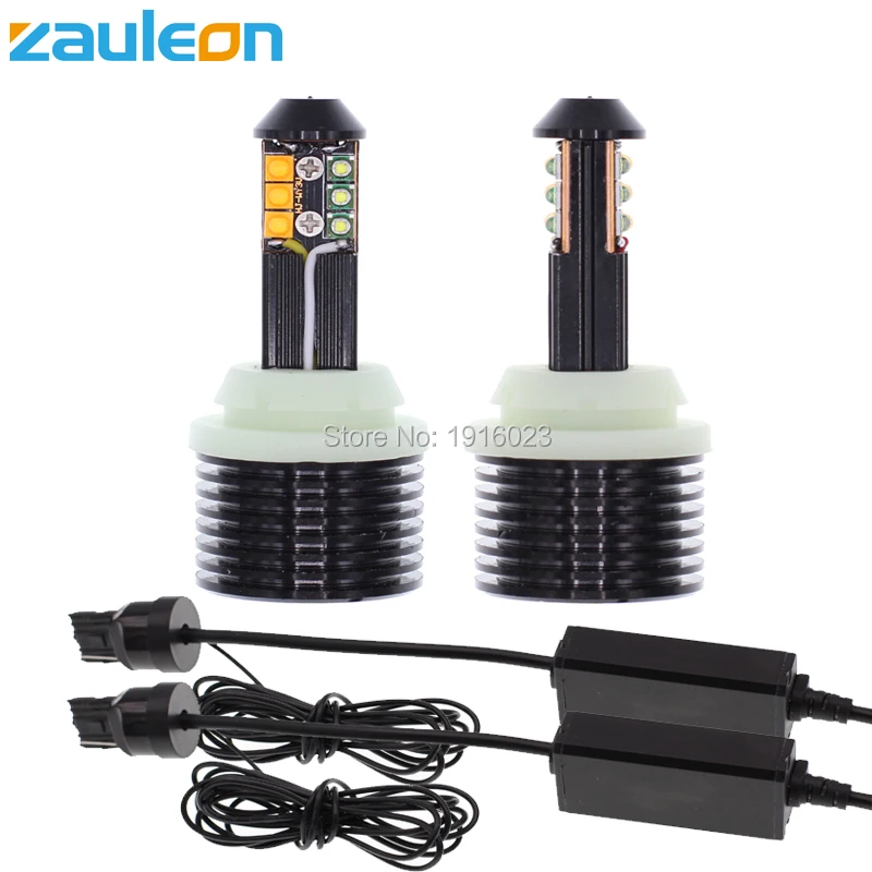 Zauleon 2 шт. T20 7440 WY21W W21W белый/желтый двойной цвет для передней DRL/указатель поворота светильник без ошибок нет гипер мигающая лампа