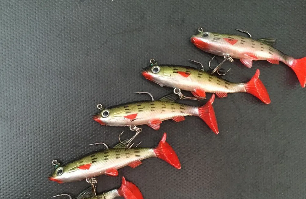 

5PCS Fishing soft Replica Fish Lure Baits Hook T tail 9cm/14g Free shipping