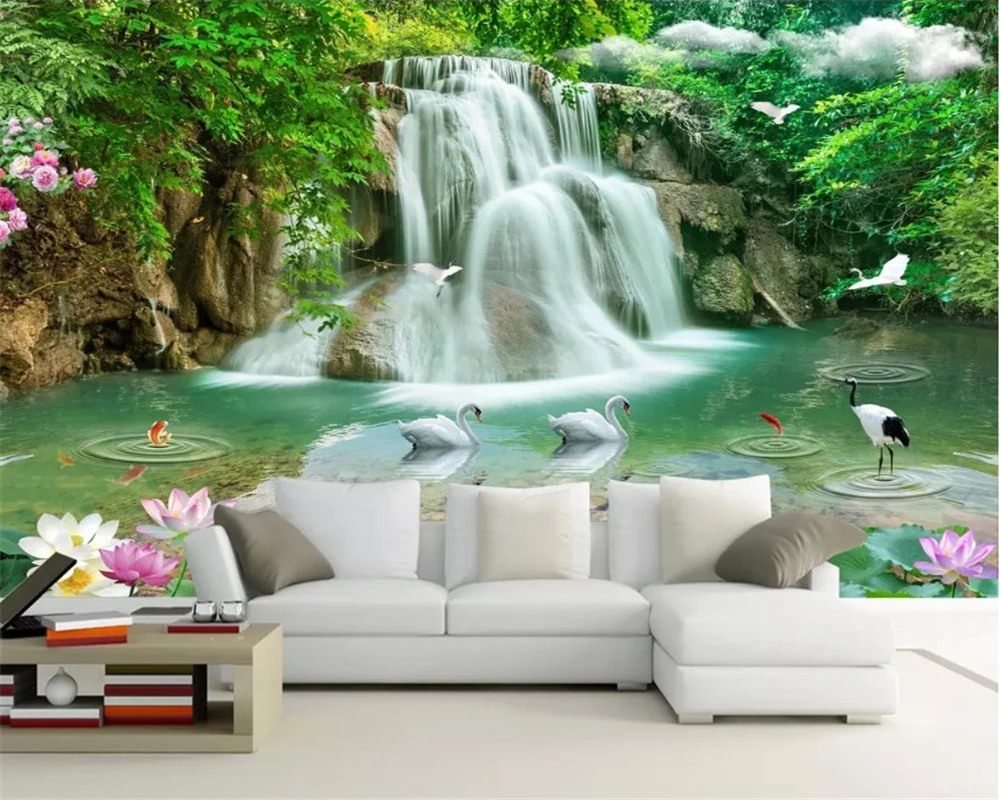 

beibehang Personalized fashion wallpaper waterproof three-dimensional landscape waterfall seductive background papel de parede