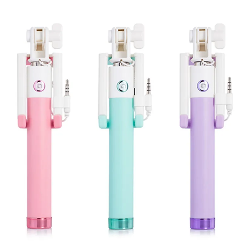 Мини палка для селфи с кнопка проводной силиконовые ручки Монопод универсальный