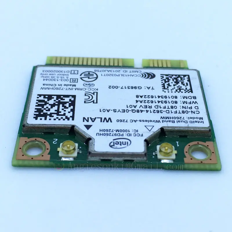 AC7260 Двухдиапазонная Беспроводная ac 7260 7260HMW + Bluetooth 4 0 867 Мбит/с IEEE 802.11ac PCIe Половина