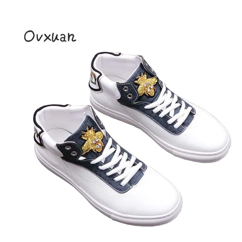 Ovxuan/Золотая Пчела, вышивка, Сова, блестящие стразы, итальянский стиль, роскошные брендовые Лоферы ручной работы, Мокасины, мужская обувь на плоской подошве
