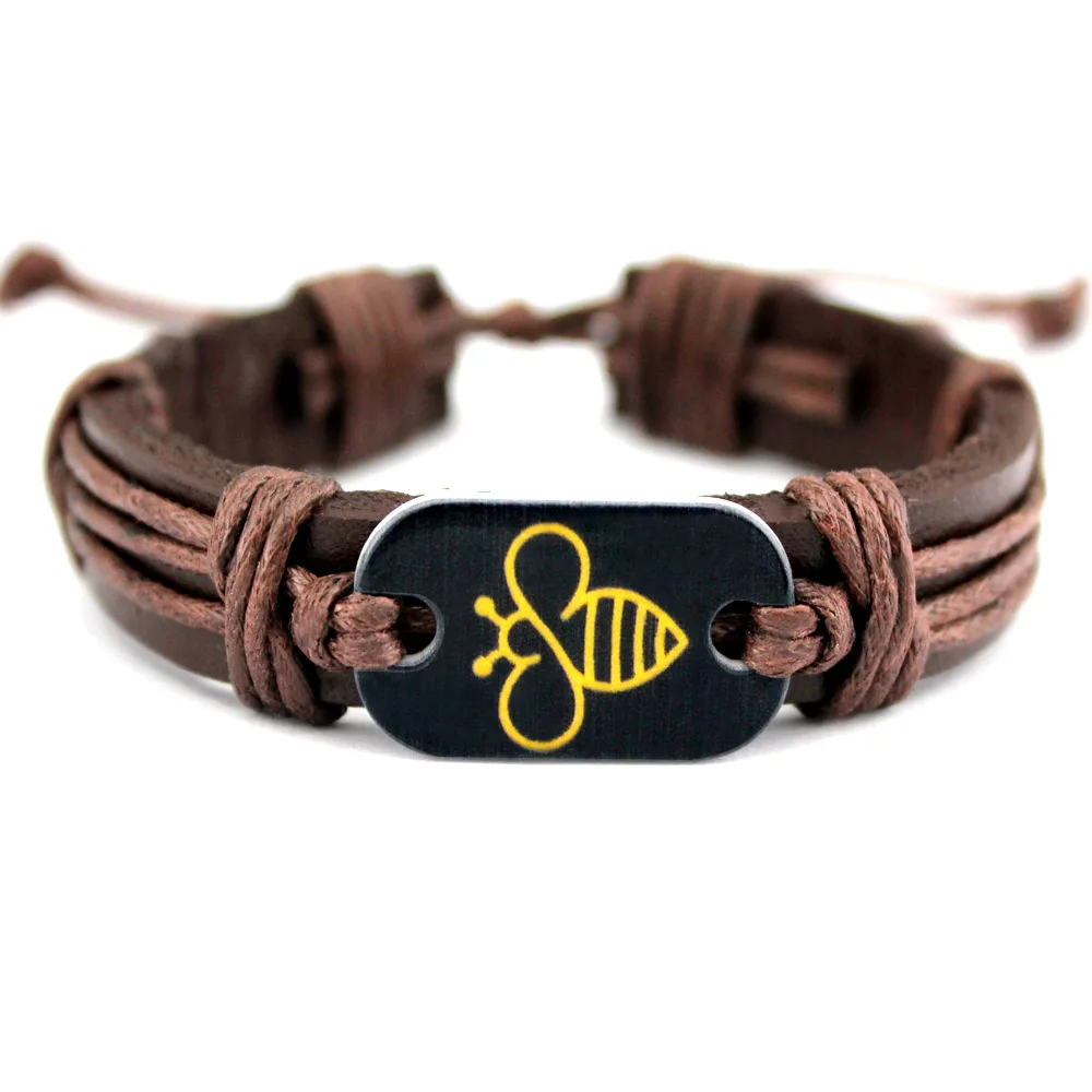 DF0256 Модные Boho Bees Honeybee мужские браслеты морская черепаха кожаный браслет для мужчин - Окраска металла: DF0256