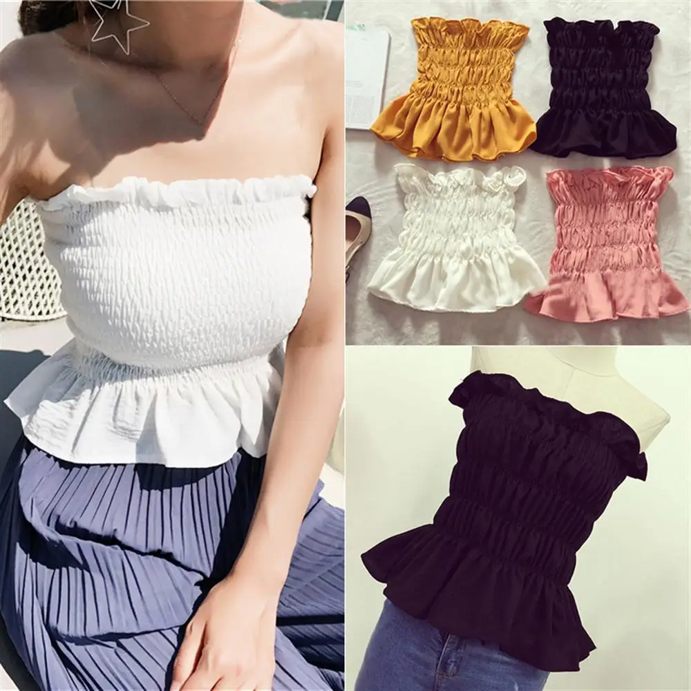Для женщин топы с открытыми плечами без рукавов Лето Bralette укороченный топ