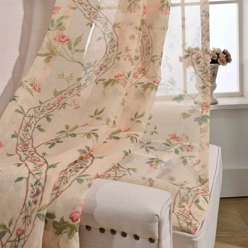 Экологически чистый зеленый стиль с принтом занавески цветами Затемненные