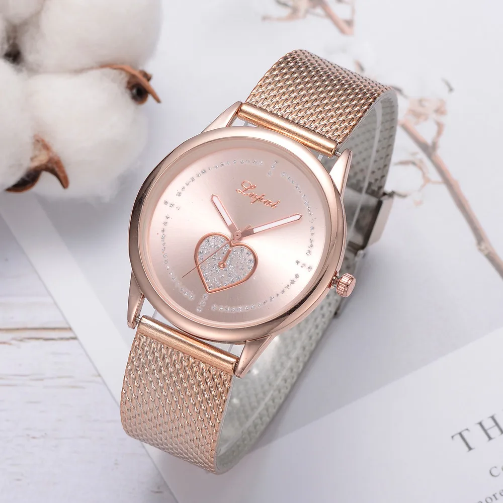 Женские круглые часы розовое золото Элегантные наручные Брендовые Часы с