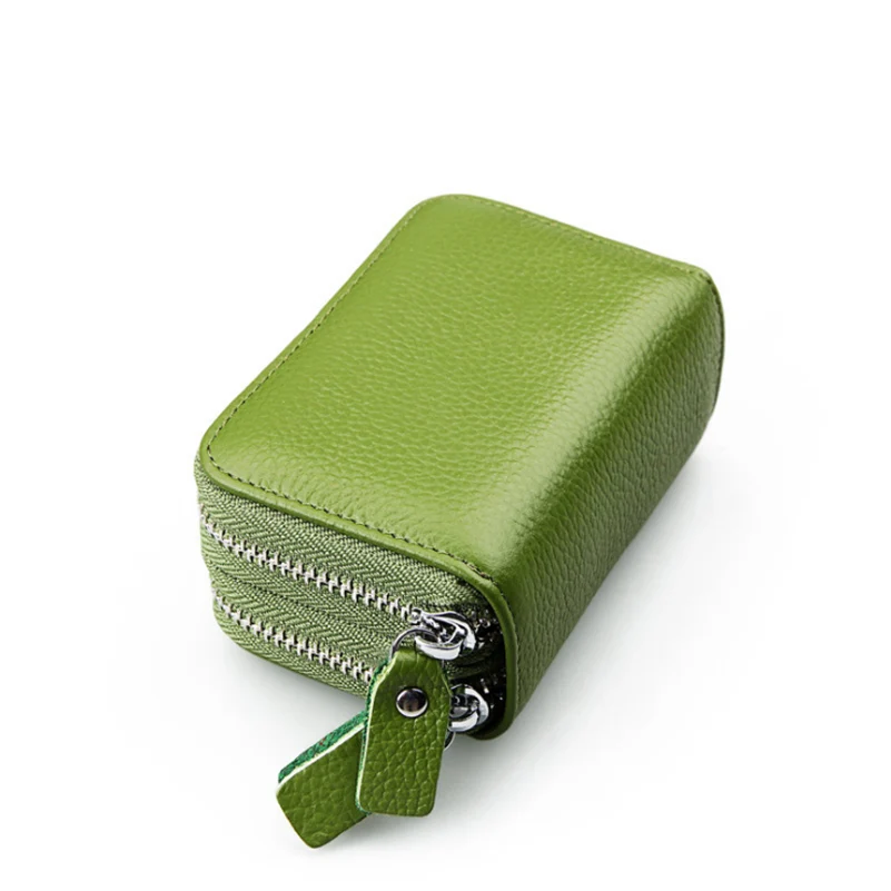 Green Genuine Leather Women Wallet And card holder Coin Purses Female Small Portomonee Rfid Wallet Lady Purse For Girls Money Bag - Цвет: Green