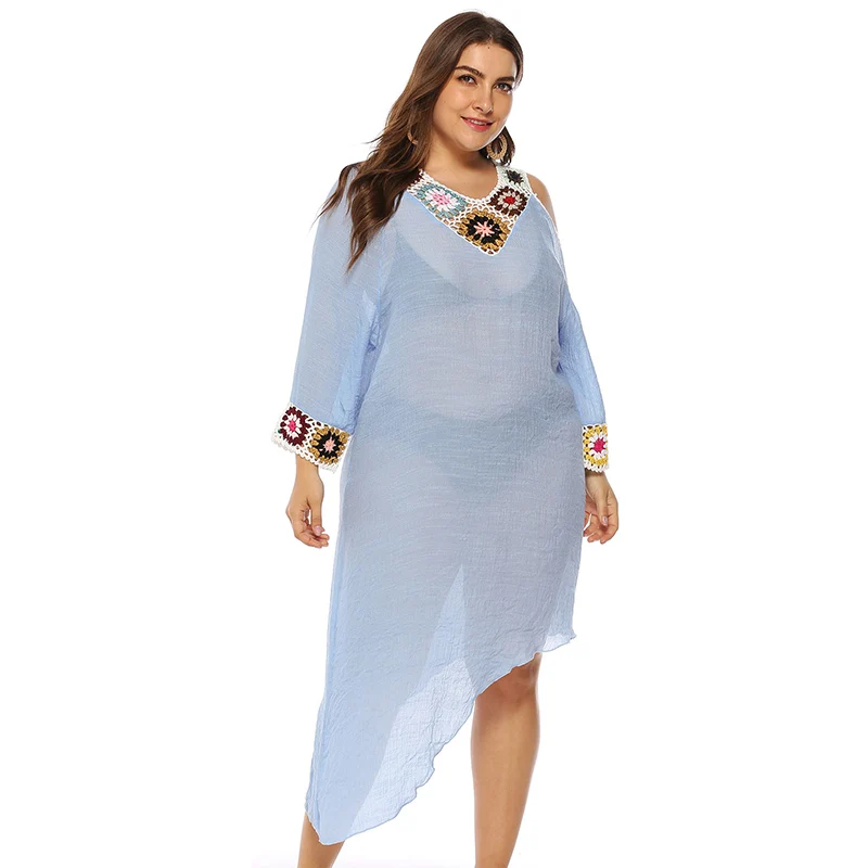 Сексуальный Плюс Размер пляжное платье бикини купальник женская накидка на