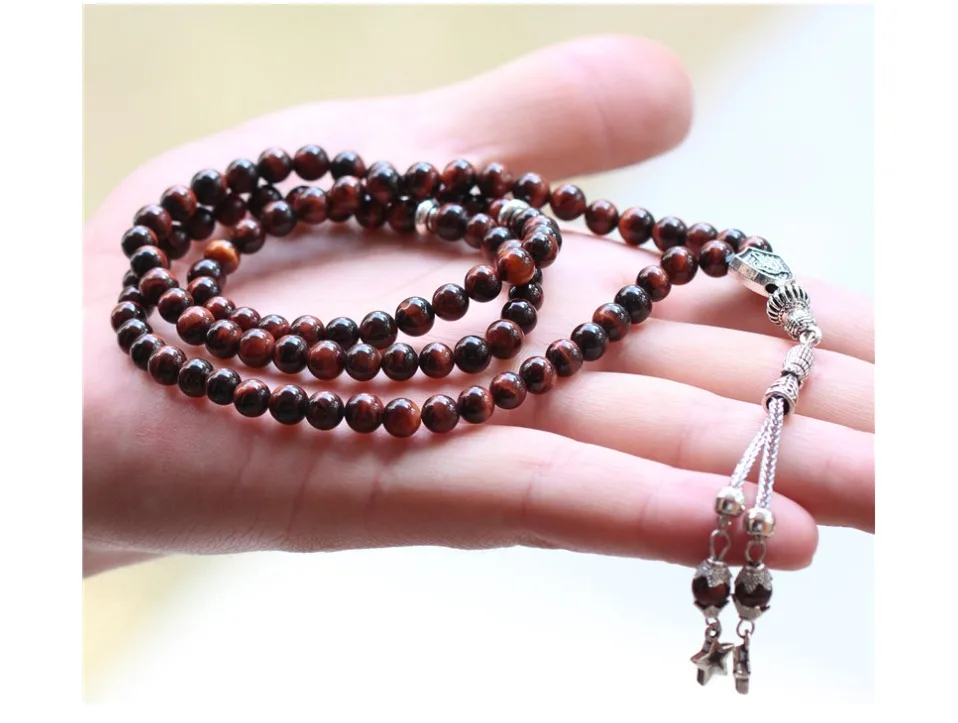 LOSHEREN islam Tasbih натуральный камень тигровый глаз бисерные браслеты на руку Misbaha мусульманские четки 99 подарки ювелирные изделия для Рамадана