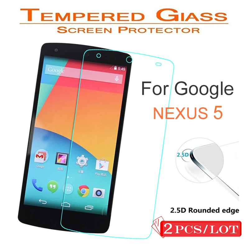 2 шт. защитная пленка из закаленного стекла высокого качества для Google nexus 5 Ecran защитное стекло