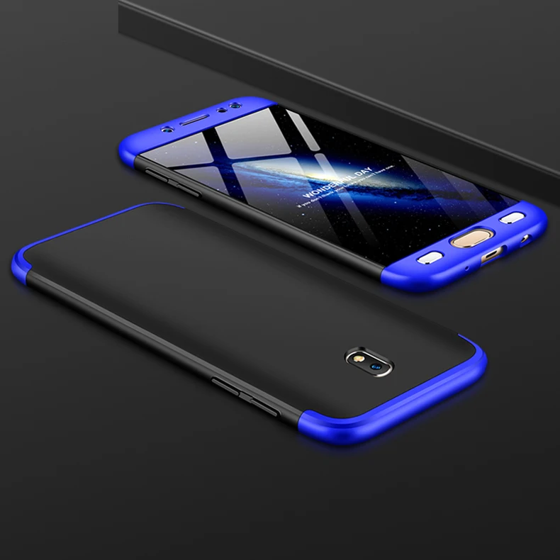 Black with Blue Для samsung J7 J730F чехол J730 матовый 360 градусов Полная защита жесткий чехол для samsung Galaxy J7 J72017 SM-J730F - Цвет: Black with Blue