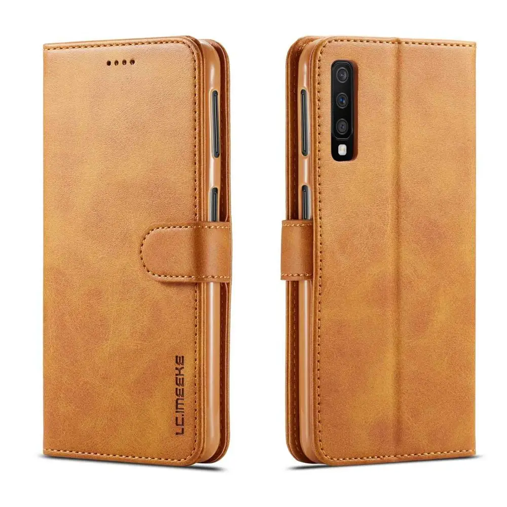 Роскошный кожаный флип чехол для samsung Galaxy A7 Мягкий силиконовый чехол держатель для карт кошелек чехол для samsung A7 - Цвет: Хаки