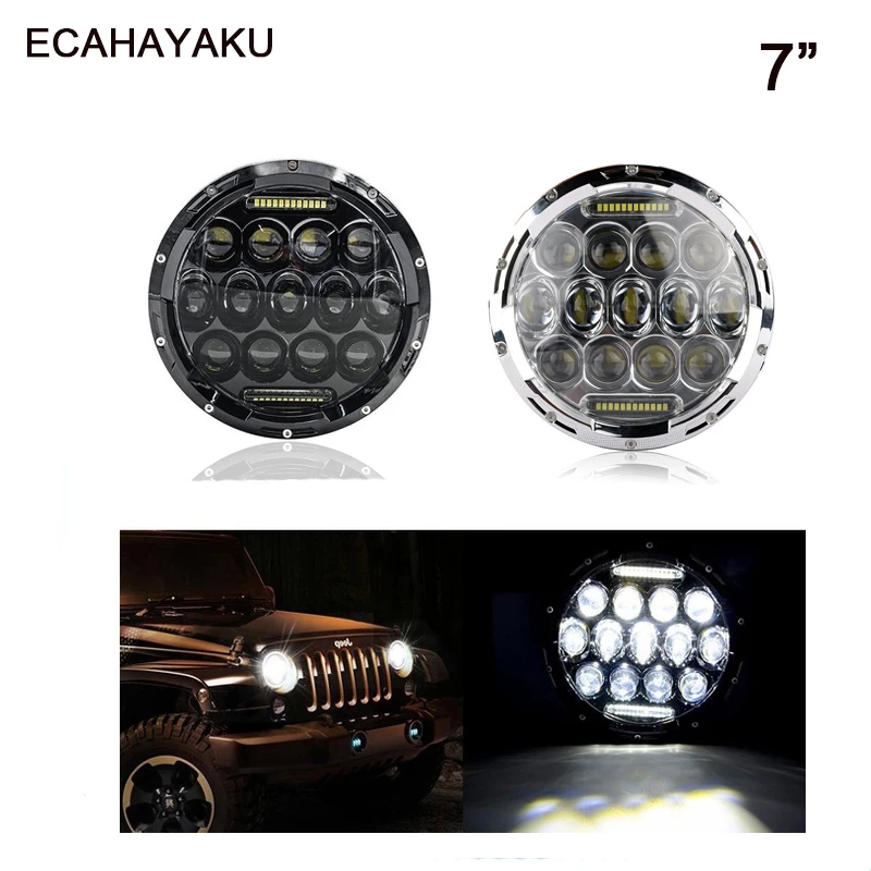 ECAHAYAKU 1x75 Вт H4 7 дюймовая светодиодная фара ближнего и дальнего света круглые
