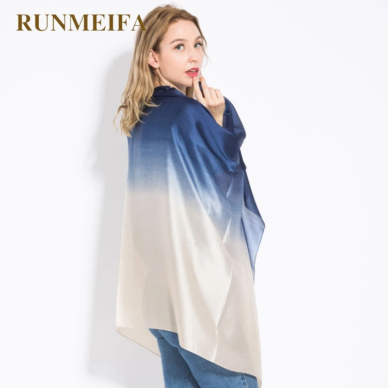 [RUNMEIFA] Новые Модные Шелковые шарфы пашмины для женщин весна осень тонкий градиент