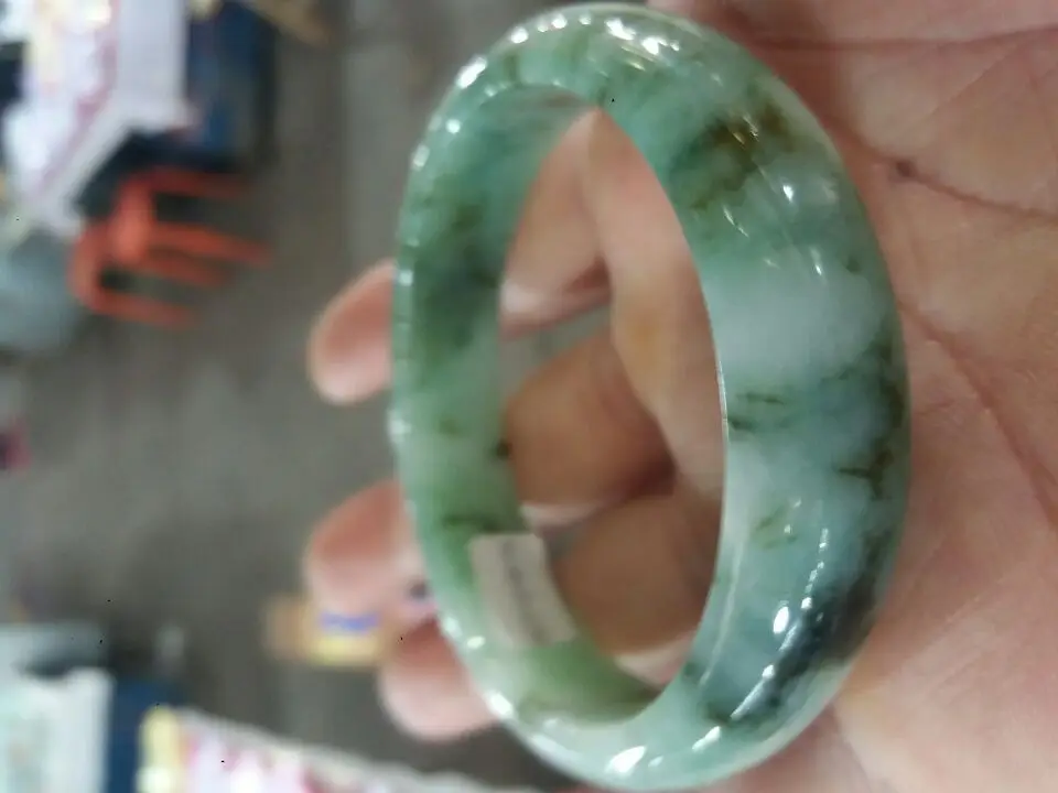 

(Certificate) Natural Jadeite Jades Stone A Grade Bangles bracelets Floating flower pattern bracelets Men jades stone jewelry