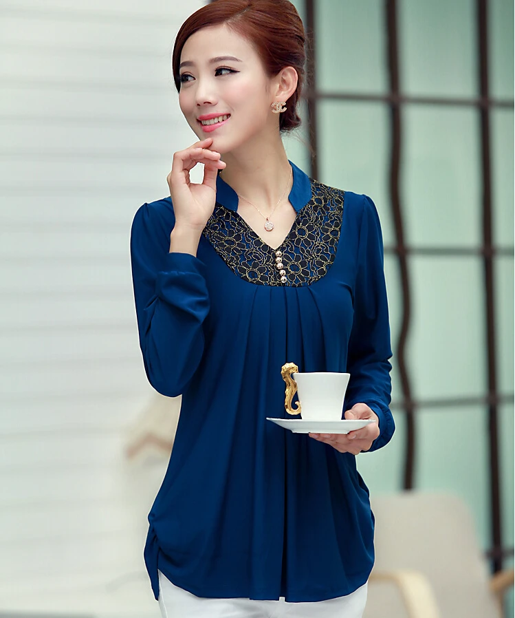 hot sale middle-aged women's summer long-sleeved chiffon shirt jacket mother large size women style LET-SETTING | Женская одежда