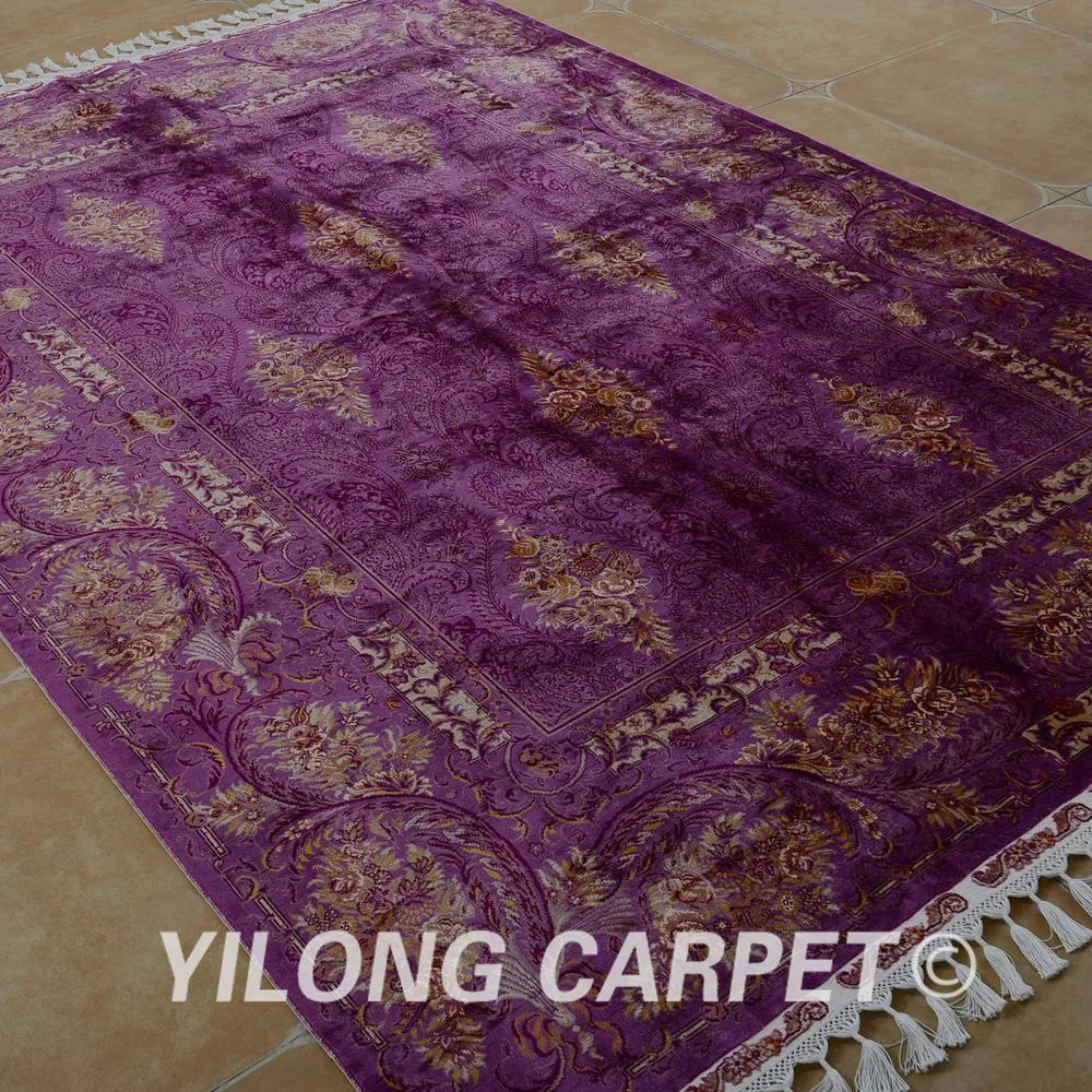 Yilong 5.6'x8.2' Antique handmade Turkish carpet red purple silk rug persian (1838) | Дом и сад