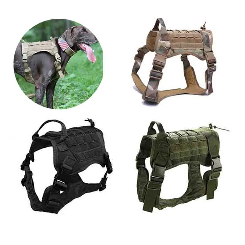 

Military Tactical Dog Harness K9 Working Dog Vest Nylon Bungee Leash Lead Training Running For Medium Large Dogs German Shepherd