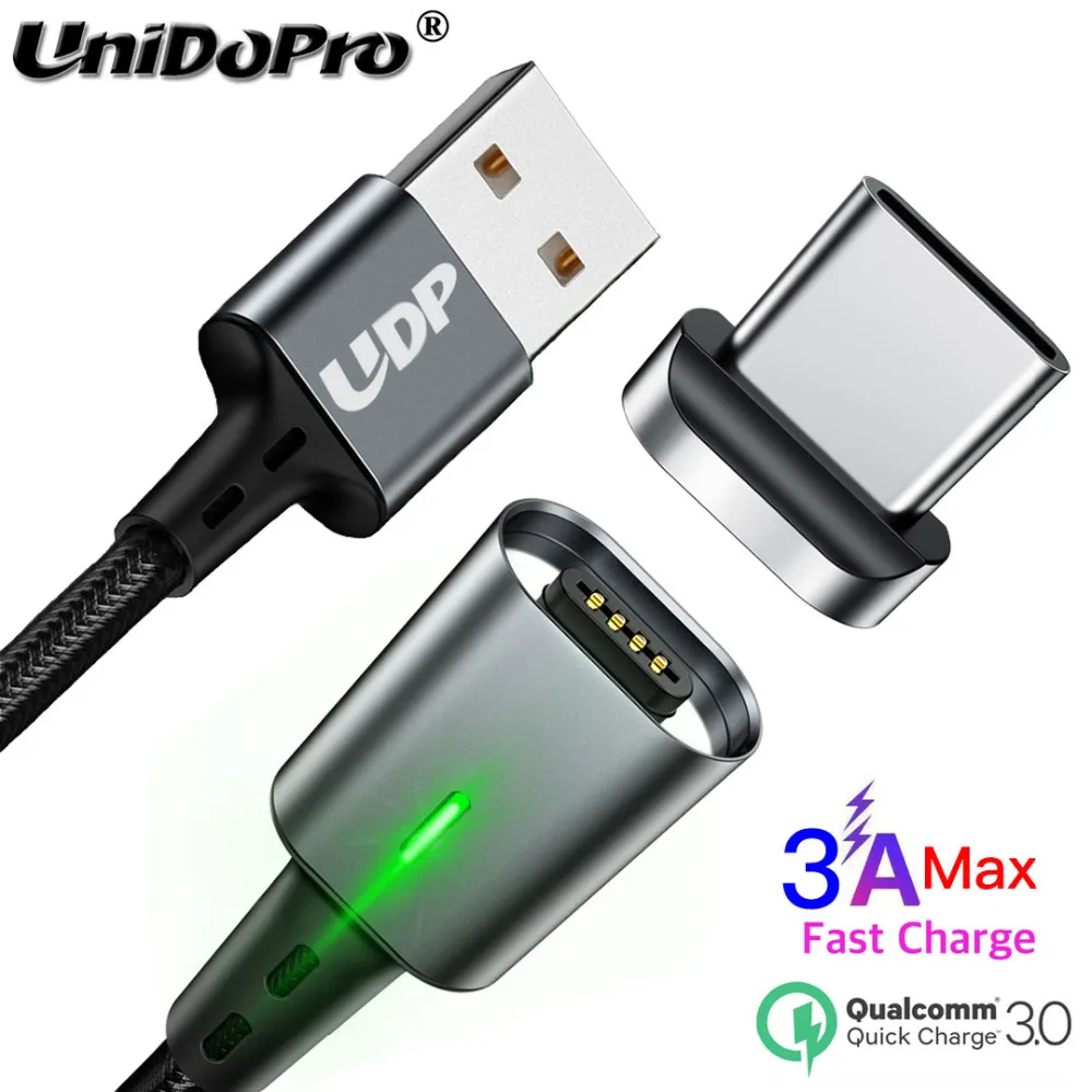 Магнитный кабель UNIDOPRO 3A для Samsung Xiaomi Huawei QC 3 0 быстрая зарядка USB-C синхронизация