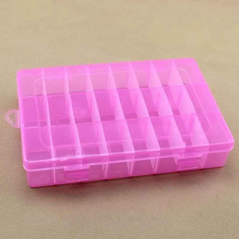 24 Сетки Регулируемый прозрачный пластиковый ящик для хранения для маленьких компонентов ящик для ювелирных инструментов бисер таблетки Органайзер дизайн ногтей наконечник чехол