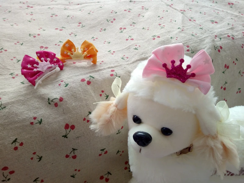 

2016 Pets accessory Rabbit clip Cute Bow Crown pet hair Barrettes Dog Teddy hairpins dog accessories 20pcs/lot