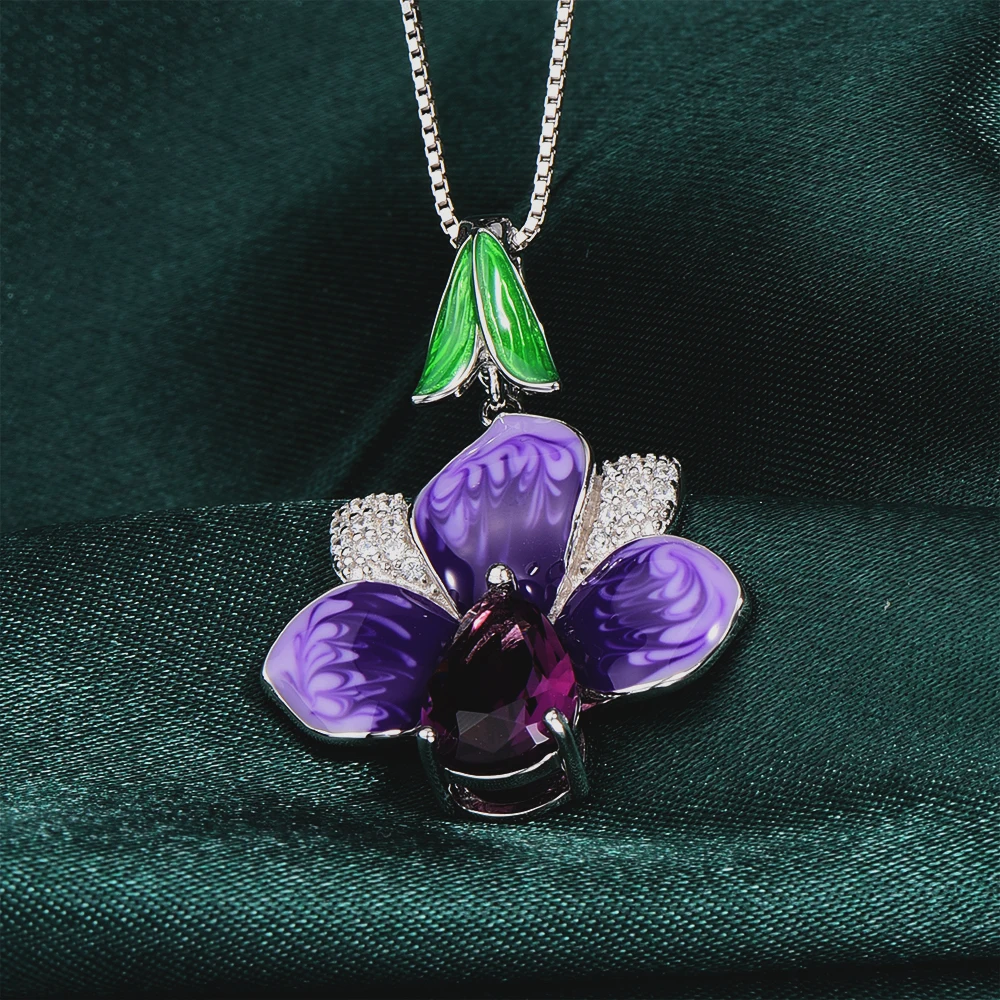 RainMarch Blue Flower Enamel Silver Pendants For Women Necklace 925 Sterling Pendant Bohemian Wedding Jewelry | Украшения и