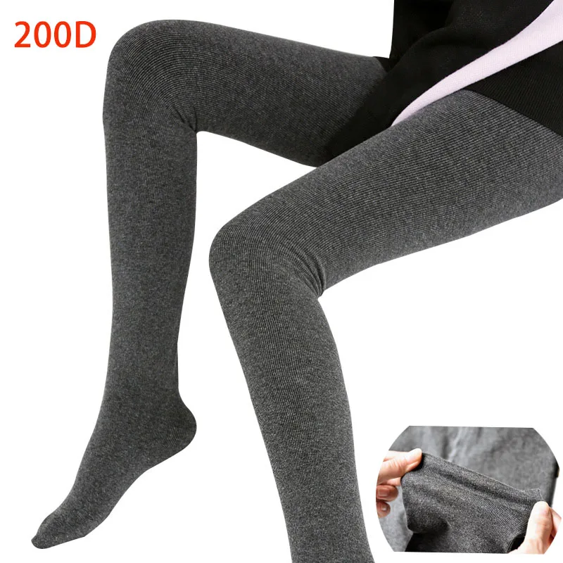 

New Winter Autumn Warm Tights Pantyhose High Elasticity Black Stripe Hosiery Collant Femme 200D Thick Women's Stockings Warmer