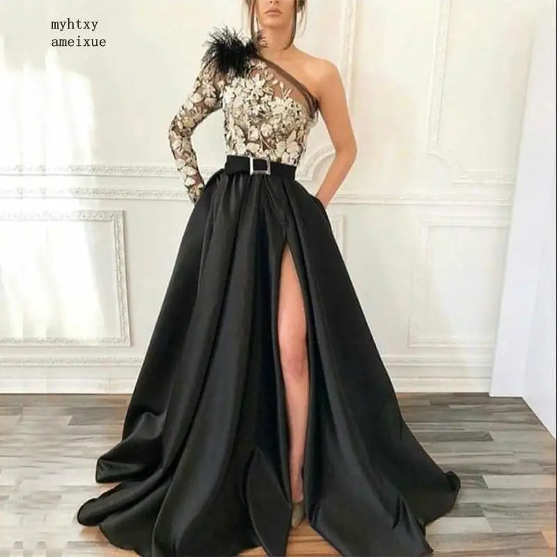 New Arrival Long Sleeve Sexy Black Kaftan Dubai Evening Dress 2020 Ever Pretty Evening Dresses Sexy Muslim Evening Dress Party