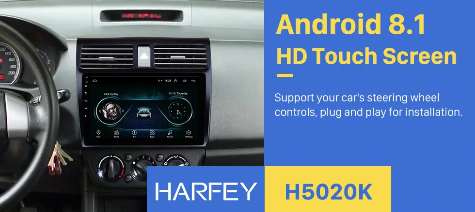 Harfey 10,1 дюймов Автомобильный gps радио для 2005 2006-2010 Suzuki Swift Android 8,1 головное устройство поддержка резервной камеры DVR 1080P