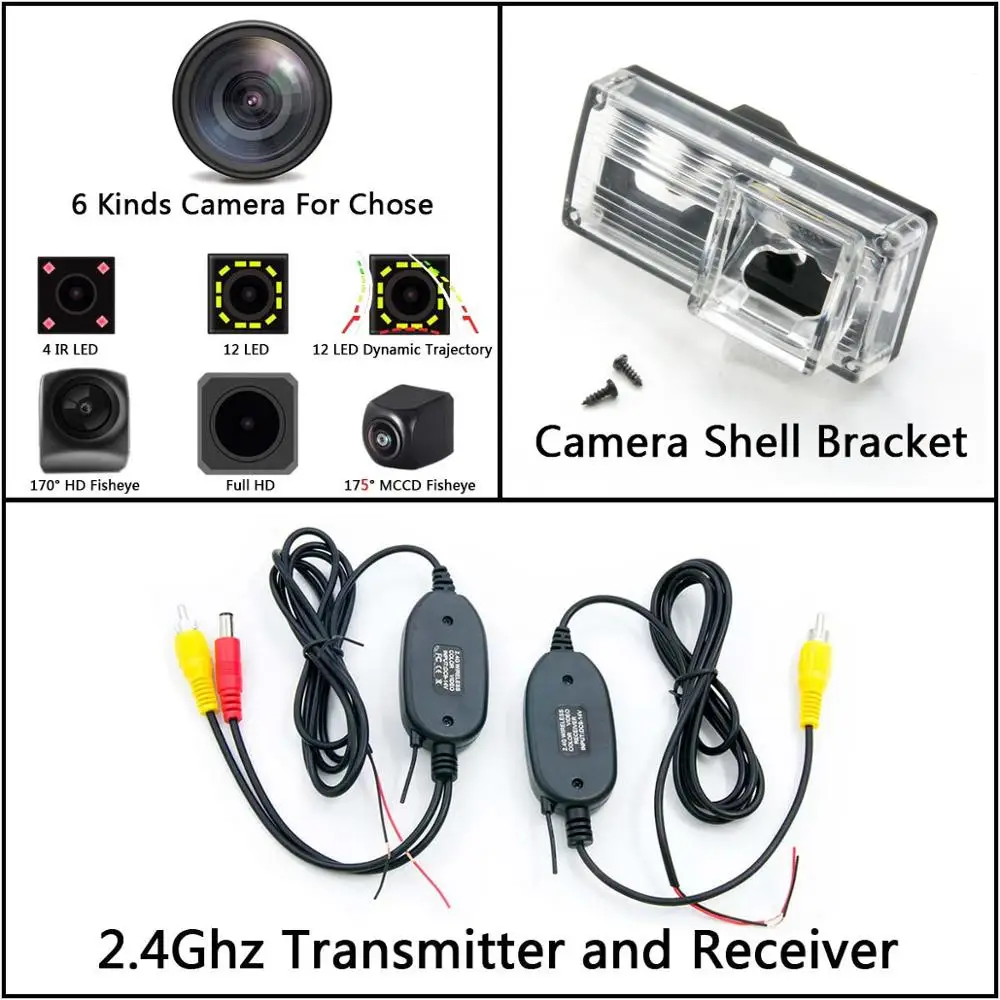 Camera with Wireless 175 градусов MCCD Fisheye 12LED HD заднего вида Камера для Toyota Reiz Avalon XX10 Land Cruiser Prado 200 LC200 монитор автомобиля - Название цвета: Camera with Wireless