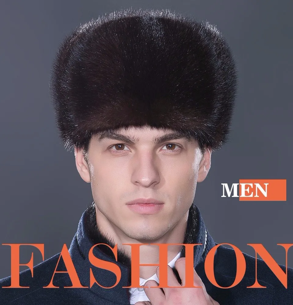 LTGFUR Bomber, мужские шапки, теплая шапка из меха норки, шапка-ушанка, шапка-ушанка Авиатор, зимняя шапка с ушками, русская шапка для мужчин, NZD-01