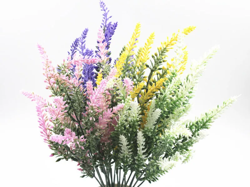 Искусственный Флокированный Лавандовый букет пластиковые цветы свадебный дом