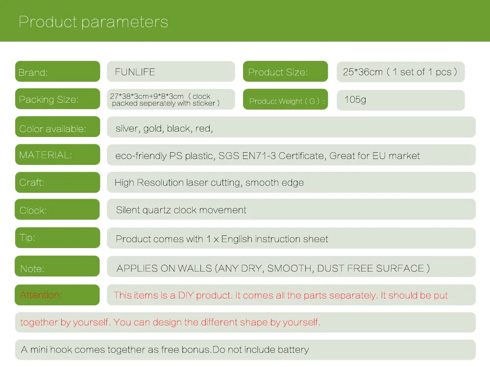 Sleeping Moon Mirror Wall Clock Kid's Bedroom Sticker Home Decals Designer pendule murale Digital Watch orologio parete | Дом и сад