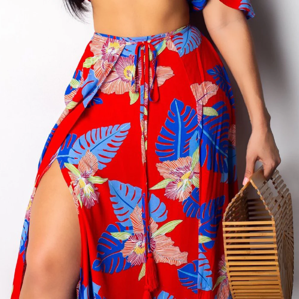 FTGSDLONG плюс размер сексуальная юбка и укороченный топ Женский комплект из 2