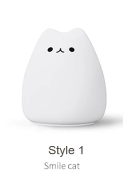 Белый Миниатюрный usb-светодиод, детский силиконовый мягкий Кот, детский ночник, аккумулятор, милый кот, 7 ярких креативных перезаряжаемых огней - Испускаемый цвет: Белый