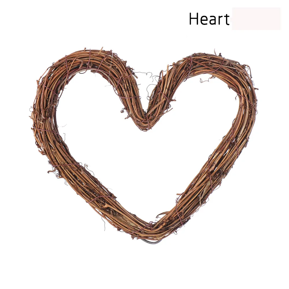 Heart 1 шт., рождественское кольцо из ротанга с узором в виде сердца и звезды, праздничные венки из натурального ротанга для витрины и двери, вечерние украшения для дома - Цвет: Heart