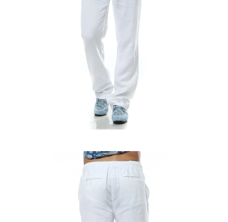 Мужские льняные брюки повседневные штаны свободного покроя мужские