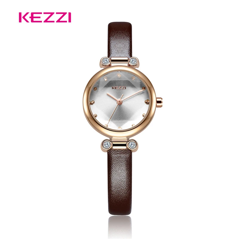 Kezzi брендовые Роскошные наручные часы с бриллиантами и кожаным ремешком женские