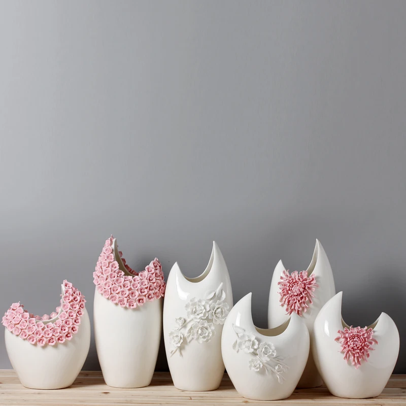 Керамические вазы в форме полумесяца декоративные креативные цветочные для