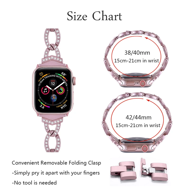 Нержавеющая сталь платье металла ювелирных изделий браслет для apple watch серии 4, версия 1, 2, 3, ремешок 38 мм 42 мм шикарный ремешок для наручных часов Iwatch, 4 40 мм 44 мм
