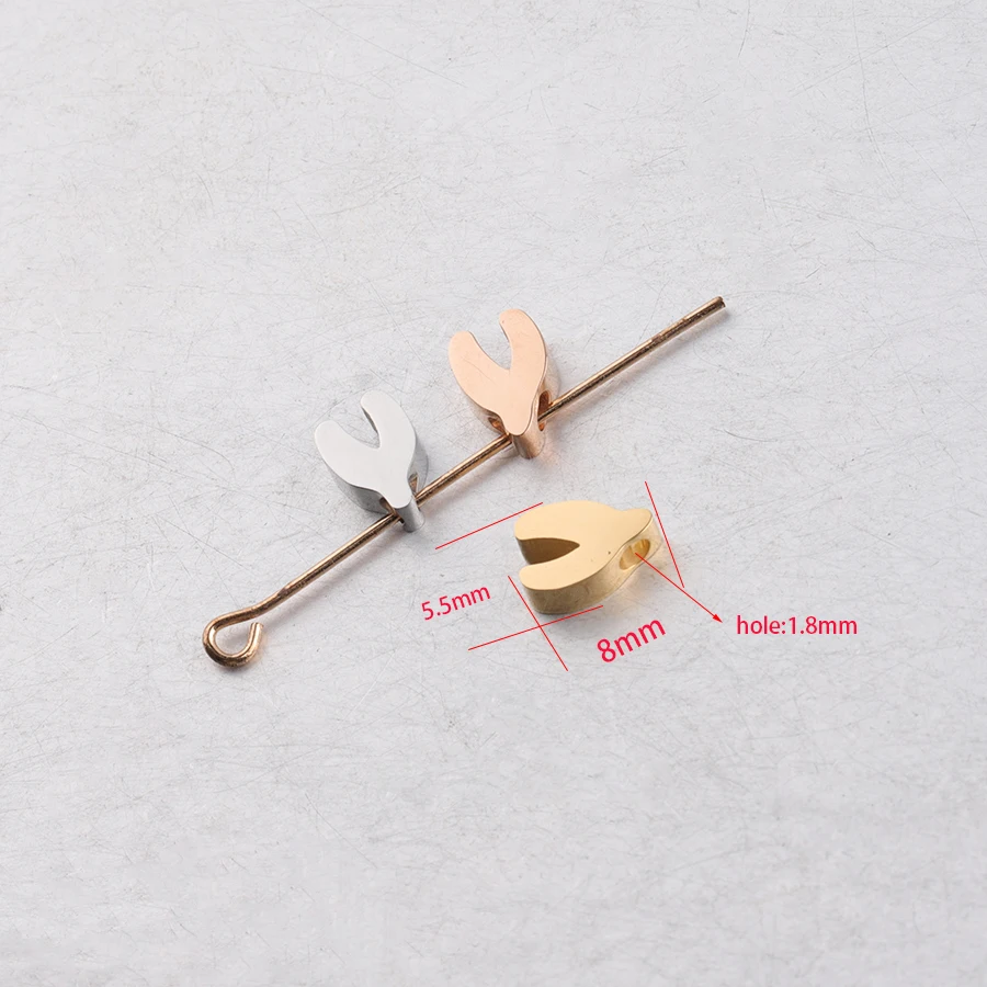 Fnixtar зеркальная полированная нержавеющая сталь Lucky Wish Bone Charms бусы DIY Изготовление
