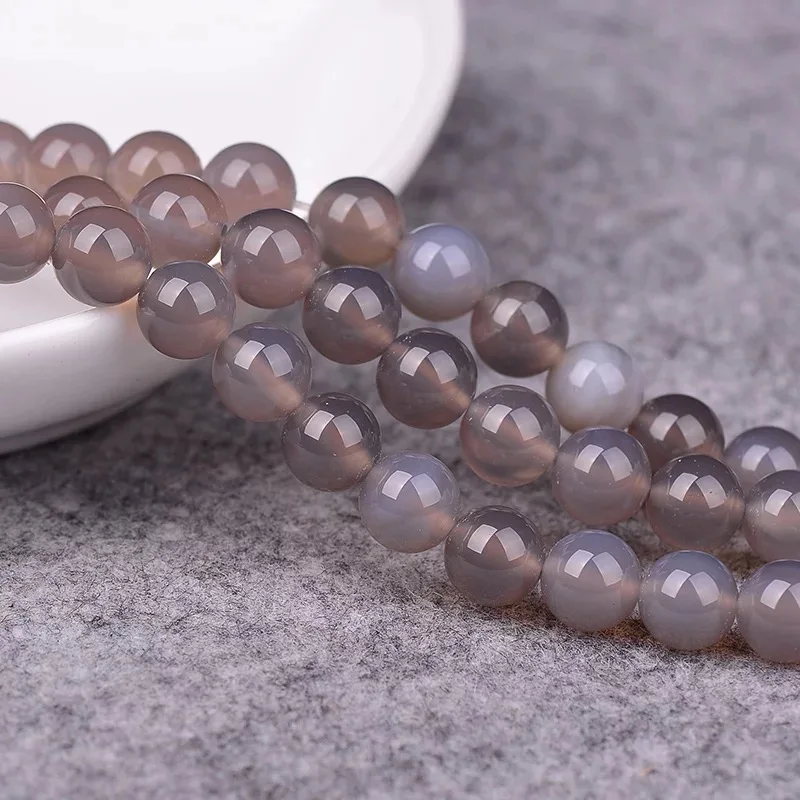 

Wholesale Aaa+ Natural Gray Agat Natural Stone Round Beads For Jewelry Making DIY Bracelet Necklace 4/6/8/10/12 mm Srtrand 15''