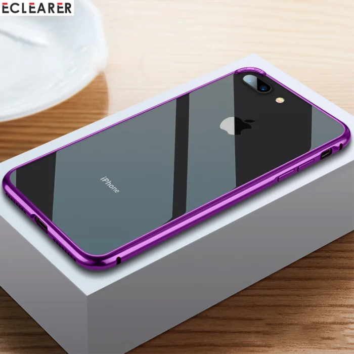 Rose Purple Для iPhone 7 8/Plus бампер рамка роскошный покрытый Алюминиевый металлический телефон бампер чехол для iPhone 8 7 6 6s/Plus противоударный жесткий чехол - Цвет: Rose Purple