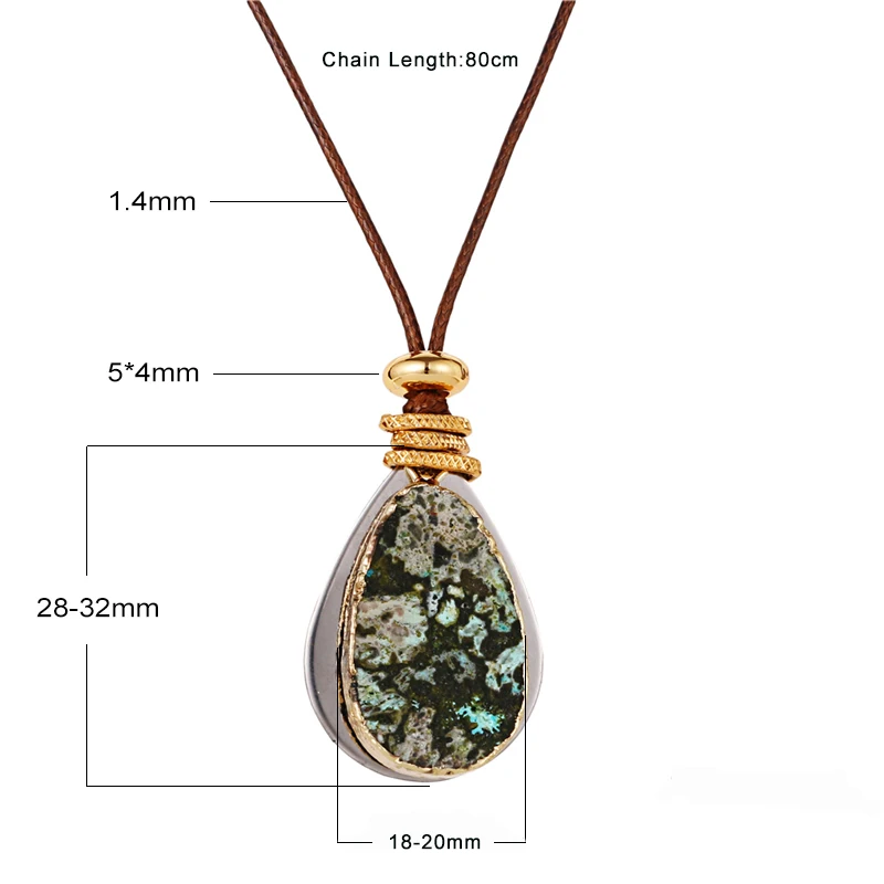 Natural Gem Stone Long Leather Rope Chain Necklace Unique Pattern Pendant Handmade Design For Women Men Charm Jewelry Statement | Украшения