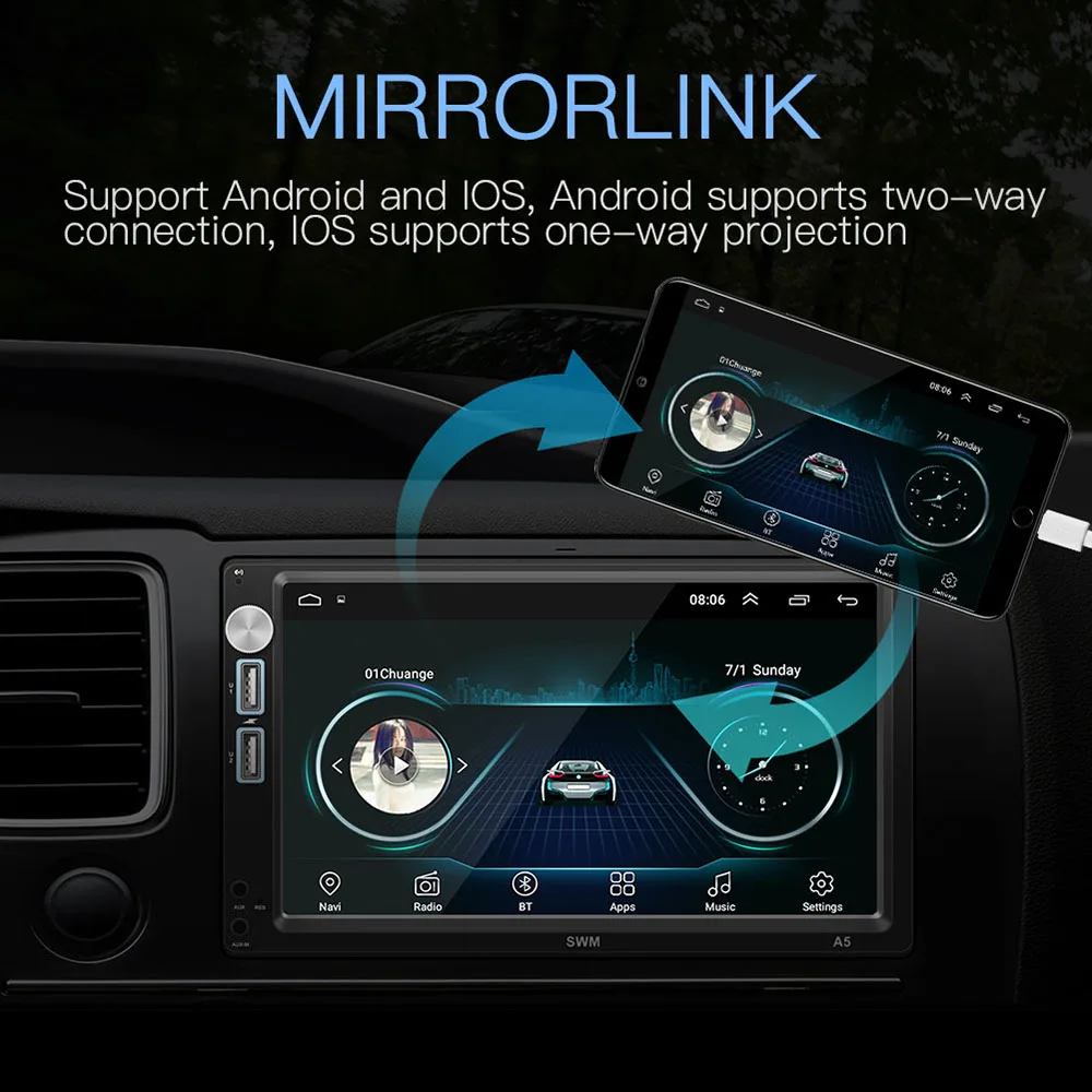 AMprime 2 Din Android автомобильное радио Авторадио 7 ''сенсорный автомобильный