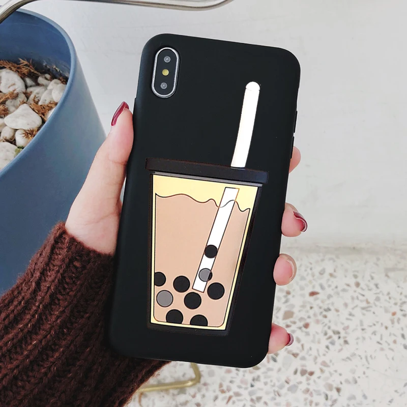 PearlCup Black Забавный чехол с 3D рисунком молочного чая для huawei Y5 Prime Y6II Y6 Pro Y7 Prime Y9 силиконовый чехол для телефона из ТПУ - Цвет: PearlCup Black