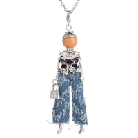 2017 trendy ripped jeans doll necklace dress long chain charms necklace statement big pendants necklaces fashion jewelry