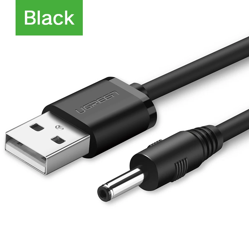 Ugreen USB для постоянного тока 3,5 мм кабель питания USB A штекер 3,5 разъем 5 в блок питания зарядное устройство адаптер для концентратора USB вентилятор кабель питания - Цвет: Черный
